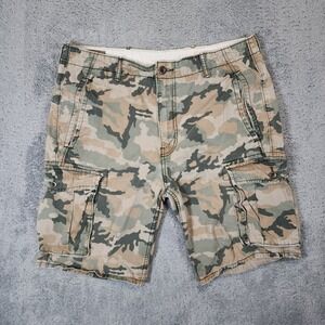 Levis Cargo Camo Shorts Mens 34 Metal Buttons 9" Inseam White Tab Baggy Y2K